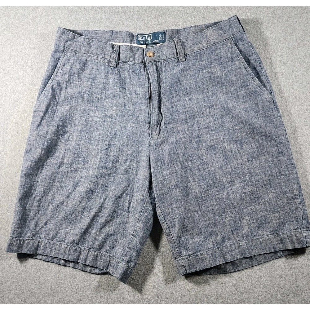 Ralph Lauren Men's Chino Shorts, Size 34, Blue, 9" Inseam, Flat Front